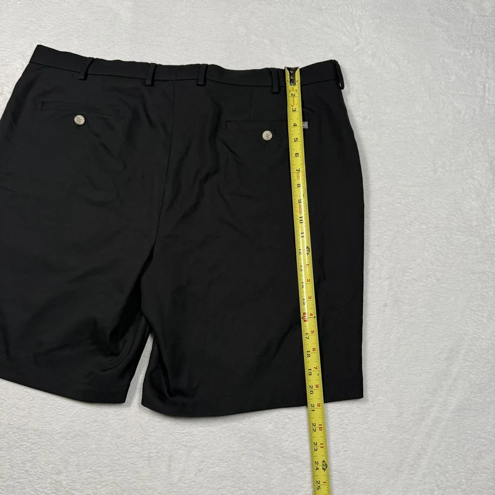 Peter Millar Shorts‎ Mens 40 Black Performance Golf Chino Flat Front Crown Logo